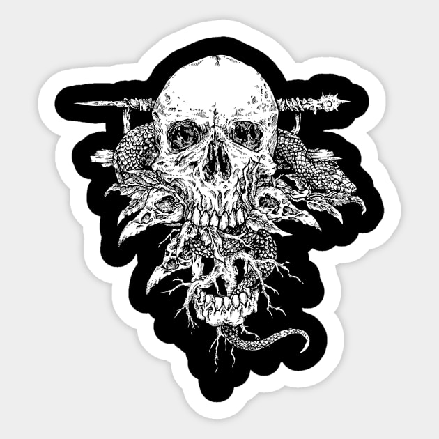 Skull Inktober Sticker by akawork280